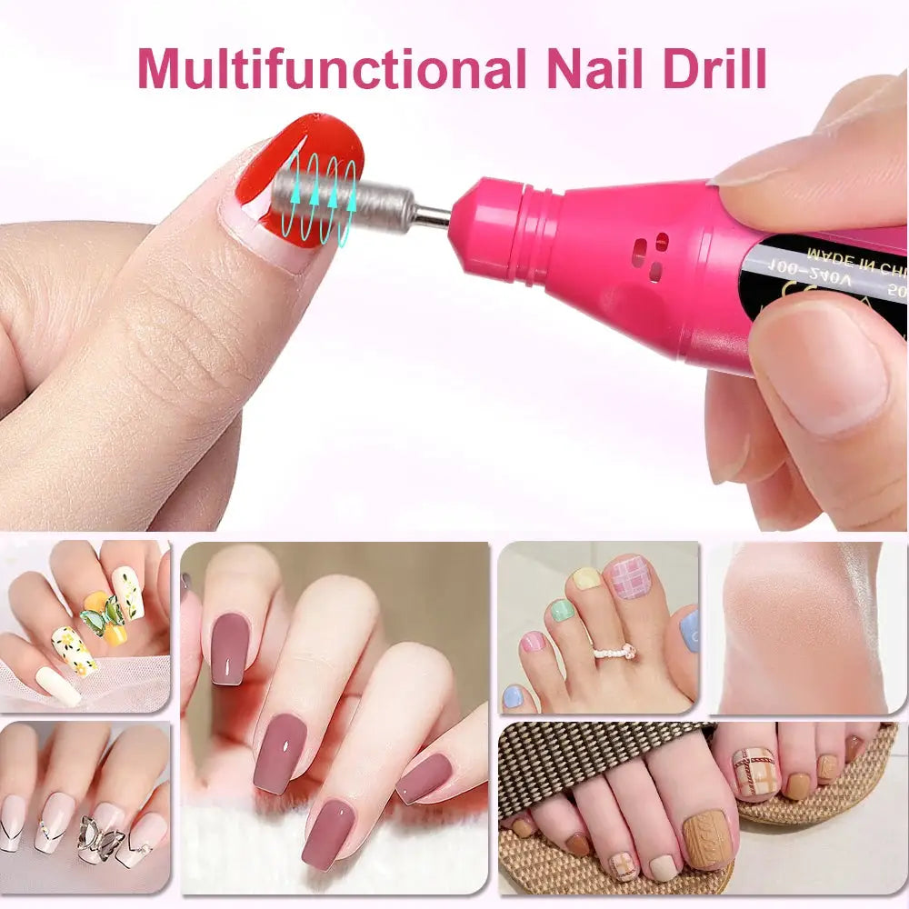 LINMANDA 6 In 1 Electric Nail Drill Kit Portable USB Powered Low Noise 0 To 20000 RPM For Manicure And Pedicure