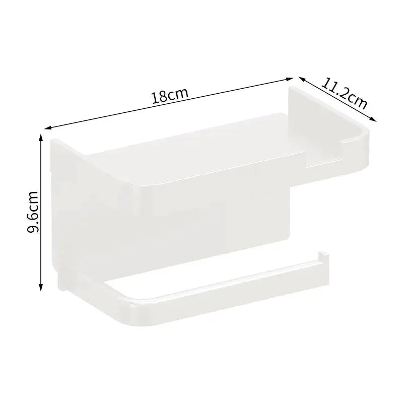 Plastic Wall Mounted Storage Rack Toilet Paper Holder Kitchen Towel And Phone Organizer For Bathroom