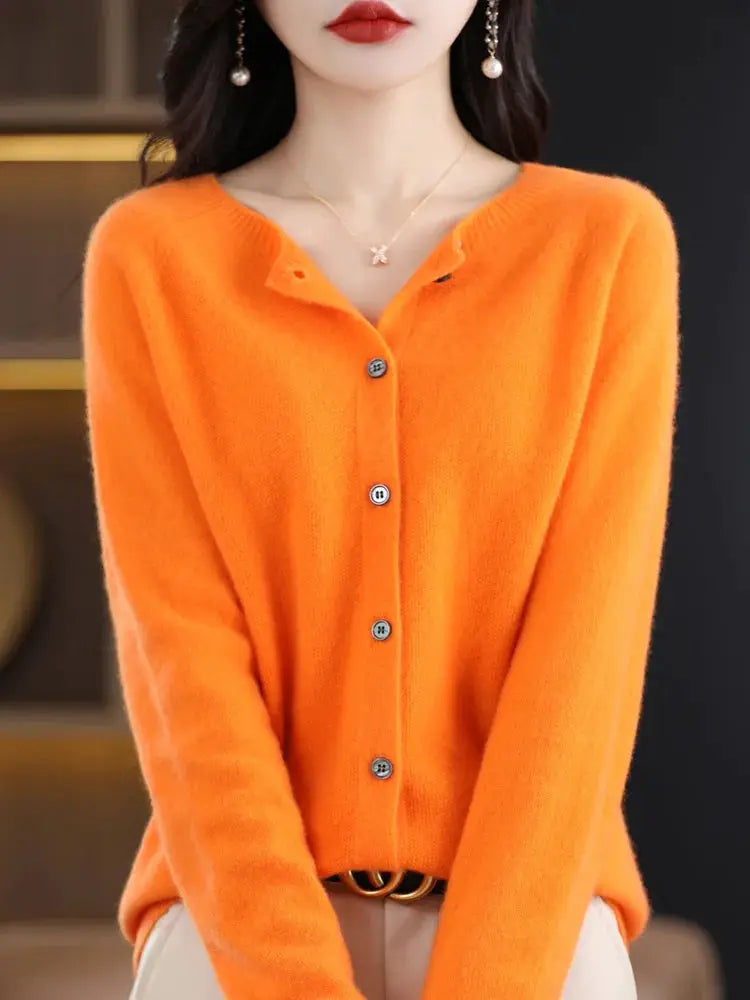 Everluxe Merino Wool Cardigan For Women With One Hundred Percent Australian Merino Softness For Autumn And Winter