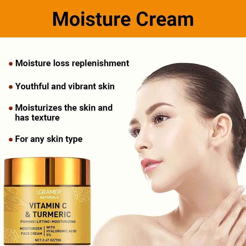 Turmeric Vitamin C Retinol Face Cream With Hyaluronic Acid For Hydrating Firming Brightening Anti Aging Skincare