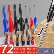 Simples Market 10-pack waterproof long-head marker pens, 45mm tips in blue, red, black; quick-dry, non-toxic ink