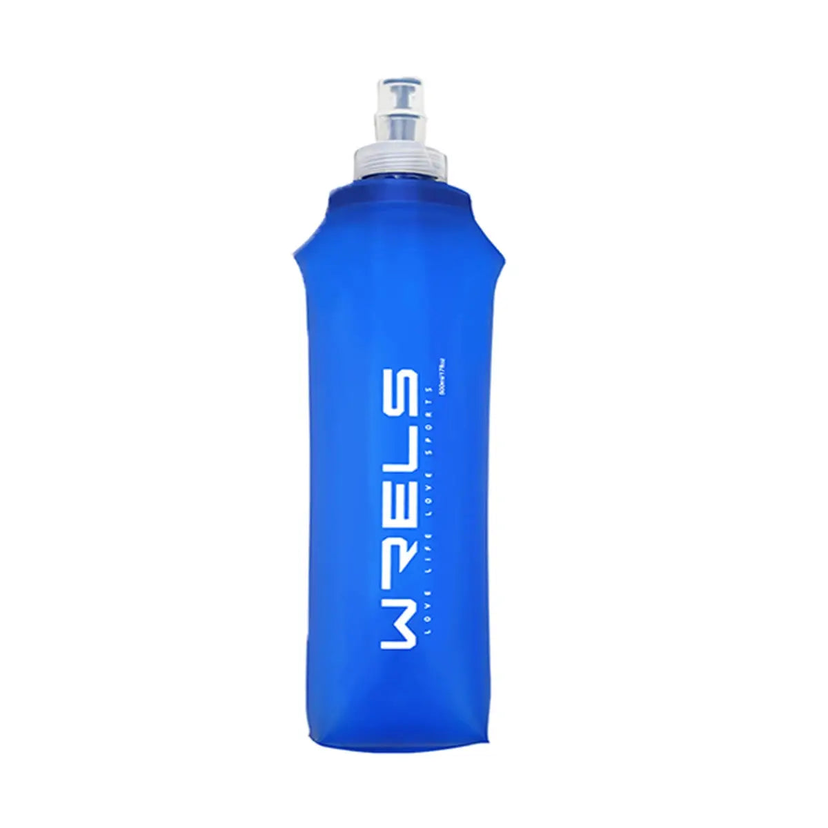 WRELS blue folding water bottle, BPA-free collapsible hydration flask for outdoor running