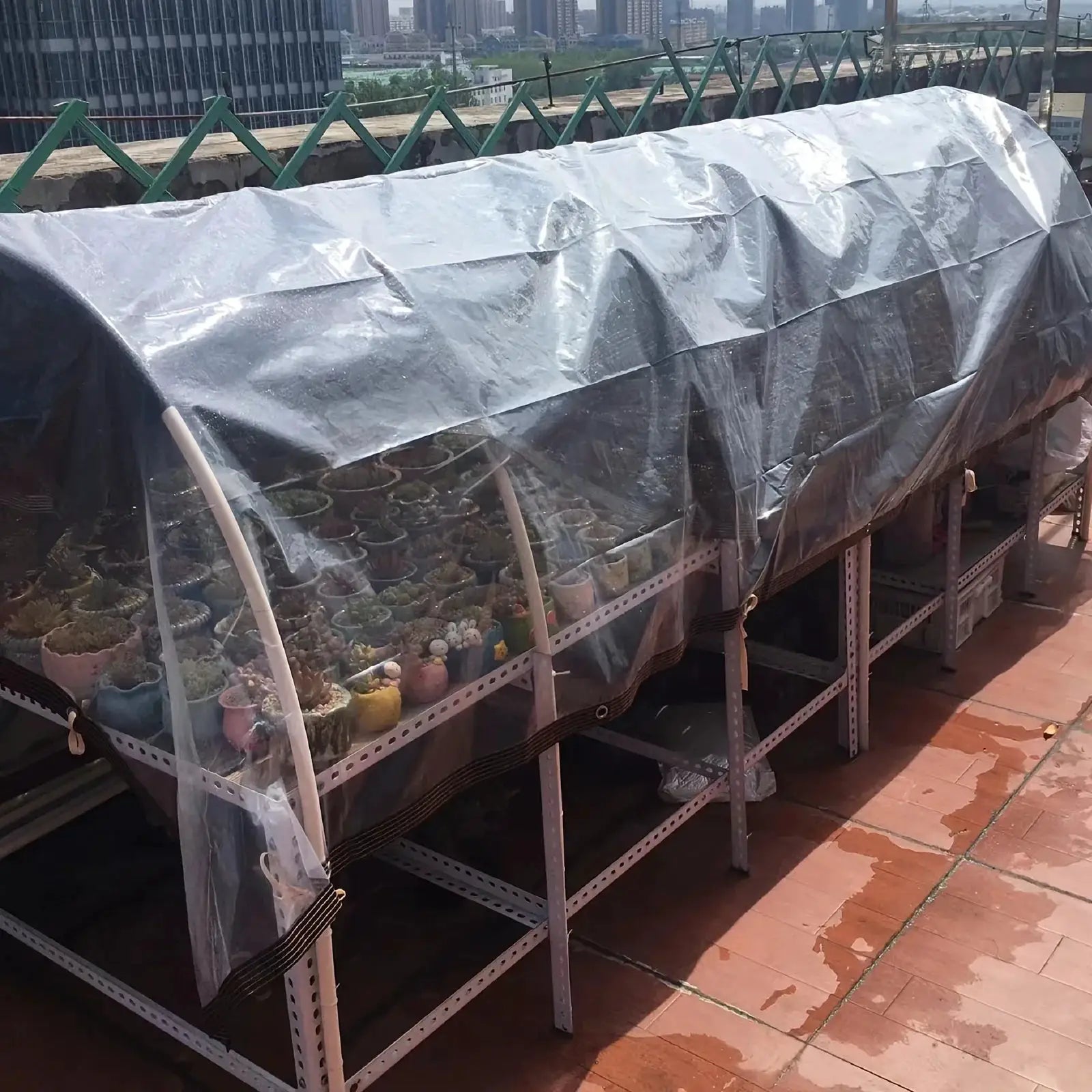 Clear Waterproof Polyester Tarp With Reinforced Grommets For Gardens Patios And Outdoor Adventures