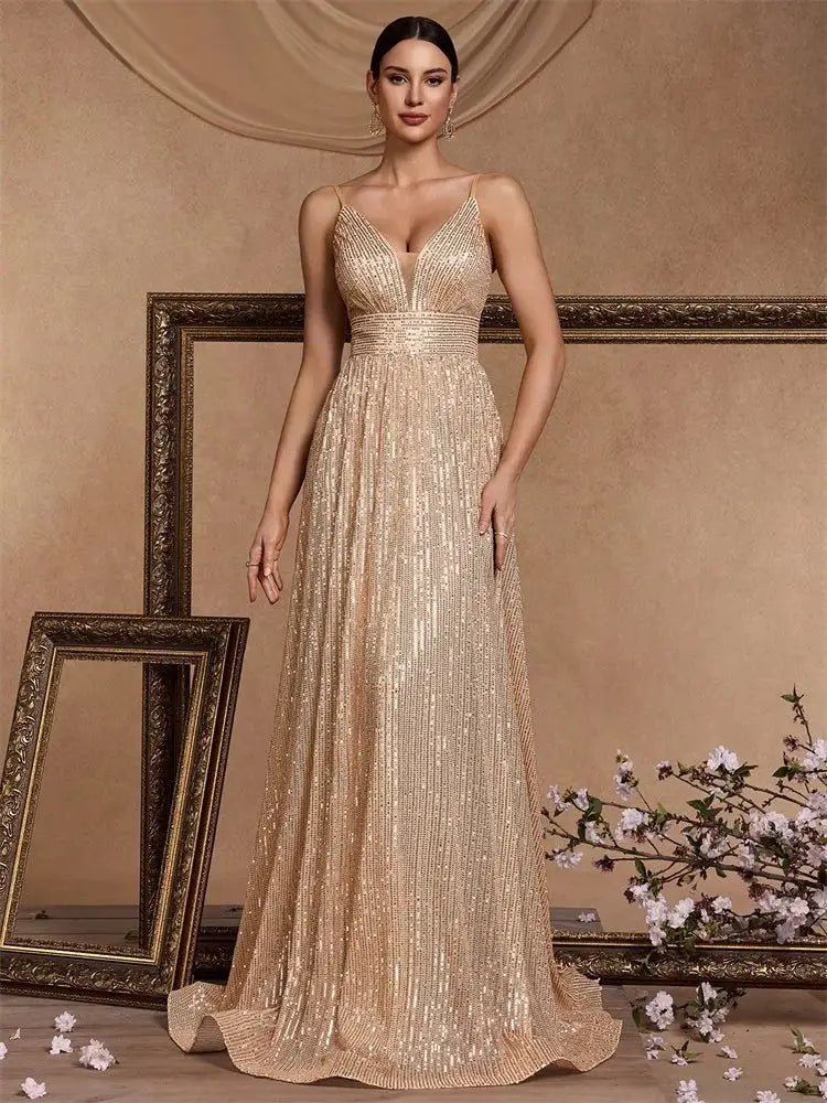 Elegant Backless Sequined Mermaid Evening Gown For Weddings And Proms