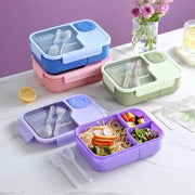 Bento Lunch Box For Kids Girls Cartoon Kawaii Cute Heated 3 Grid Food Storage Lunchbox Sandwich Snack