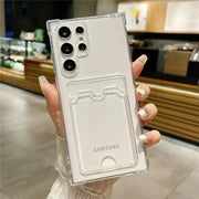 NovaGuard Clear Shockproof TPU Wallet Case For Samsung Galaxy S24 S23 S22 S21 Ultra Note Series Card Holder Slim Transparent