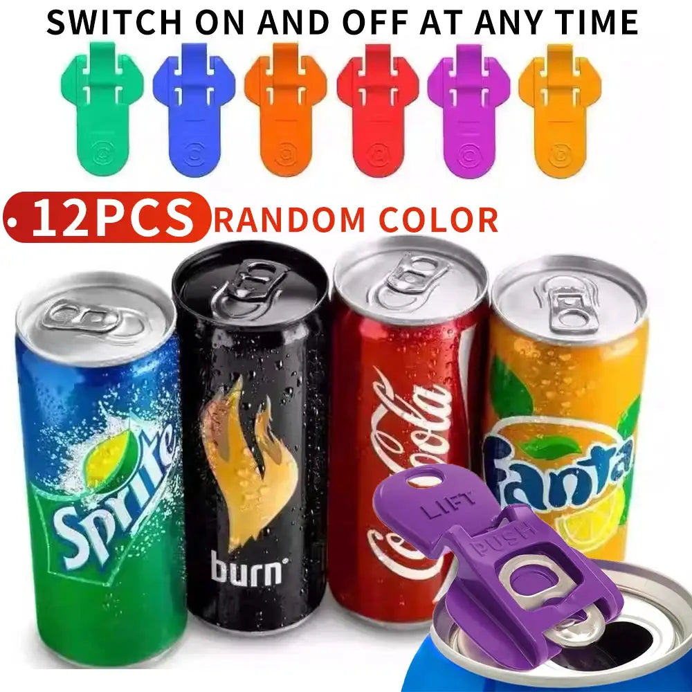 Multi Colored Beverage Can Opener And Protective Lid Set Fits Standard Cans For Parties Barbecues And Beach