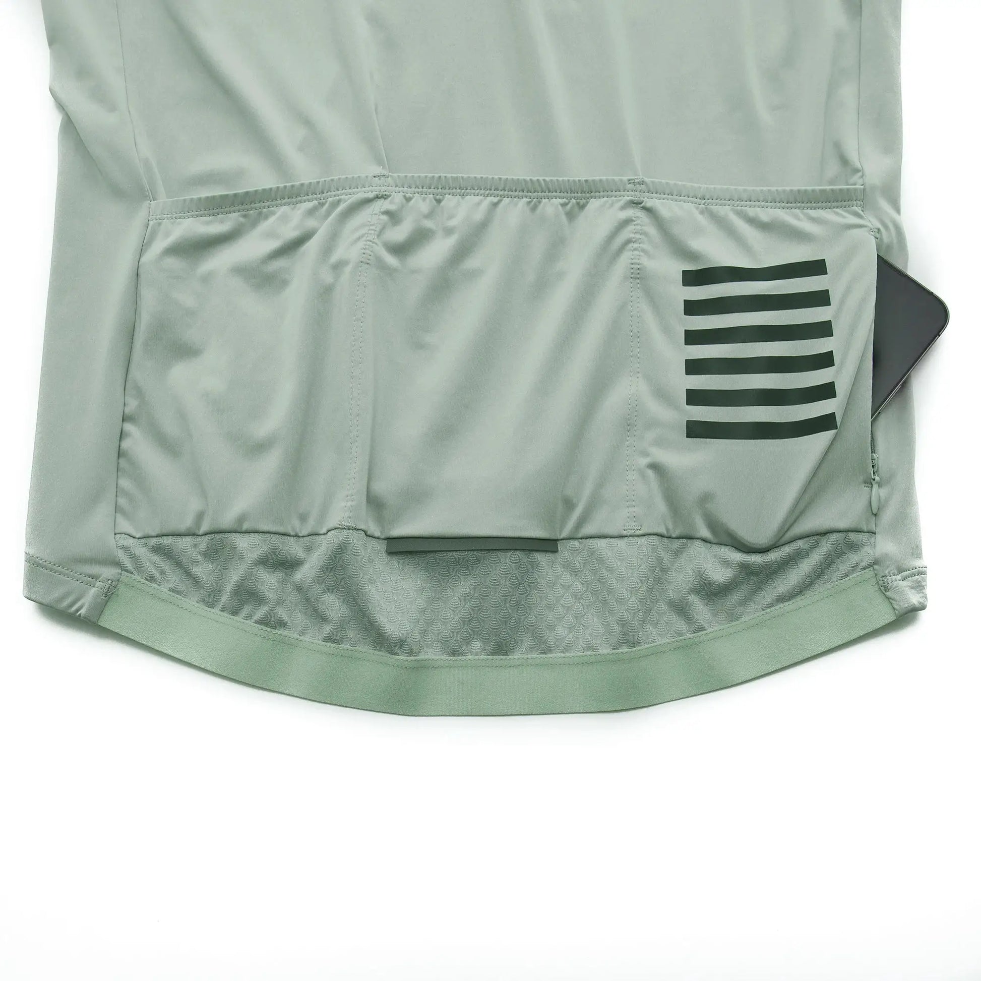 Men's cycling jersey, light green, breathable with rear pocket detail for road biking