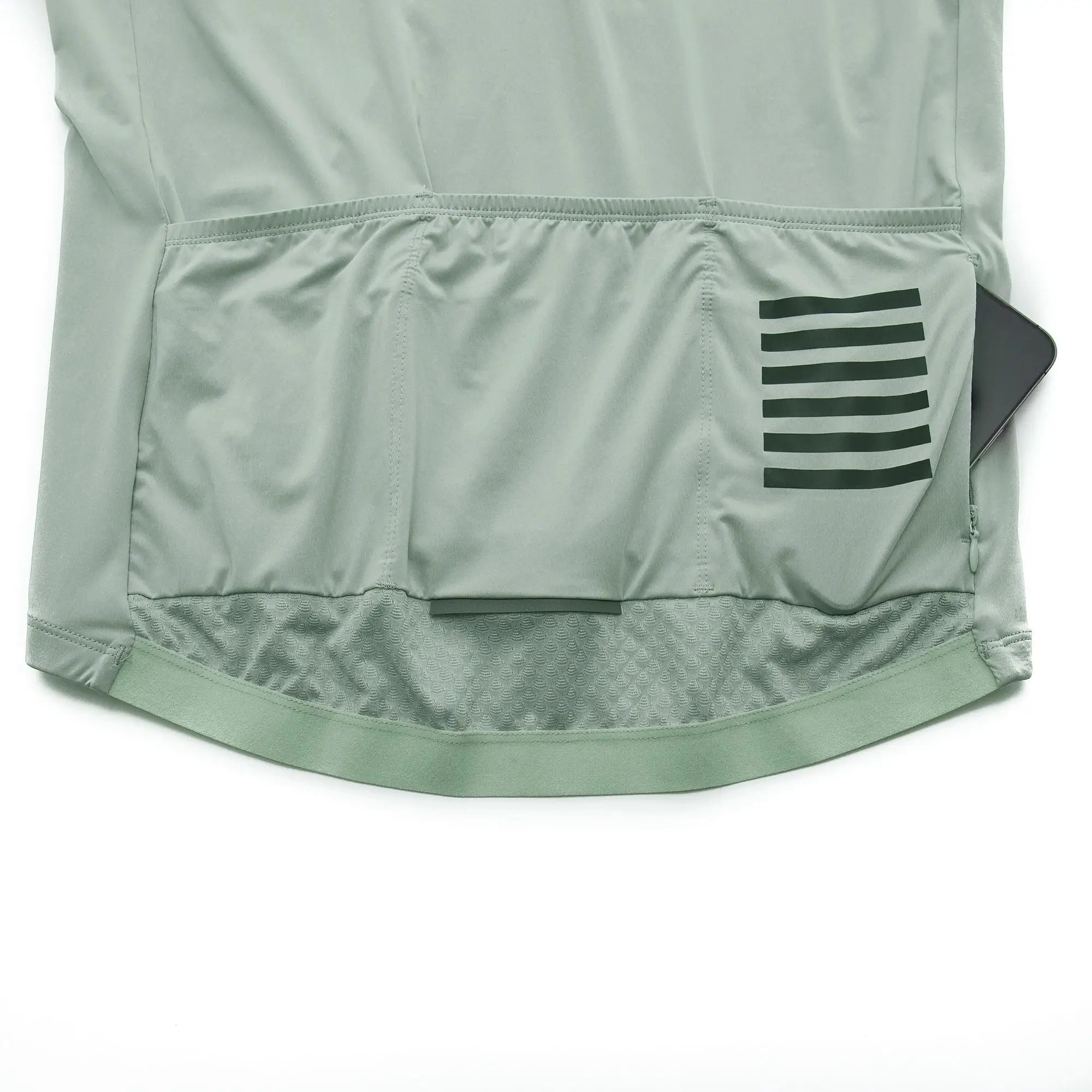 Men's cycling jersey, light green, breathable with rear pocket detail for road biking