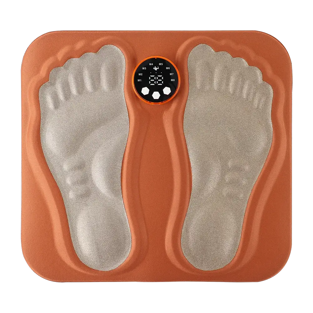 Simples Market 3D foot massager pad, orange with dual foot areas and rechargeable digital control display