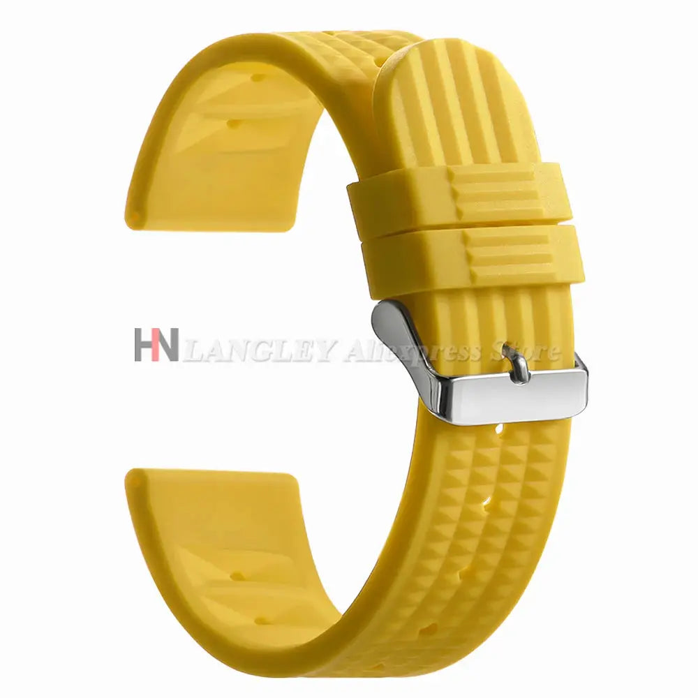 Watchdives Soft Rubber Waffle Strap 20mm 22mm Silicone Diver Watchband For Seiko SKX007 Waterproof