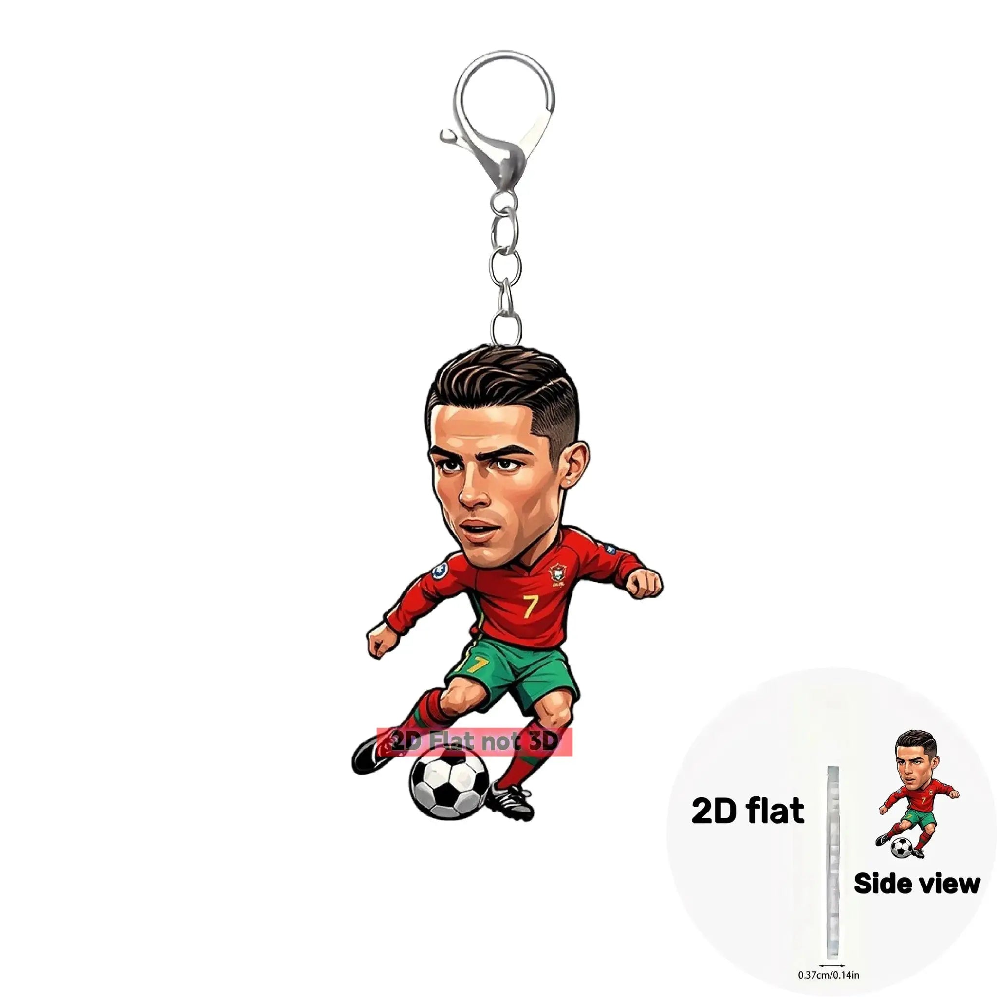 2D Ronaldo Keychain Cristiano Football Pendant Flat Acrylic Ornament