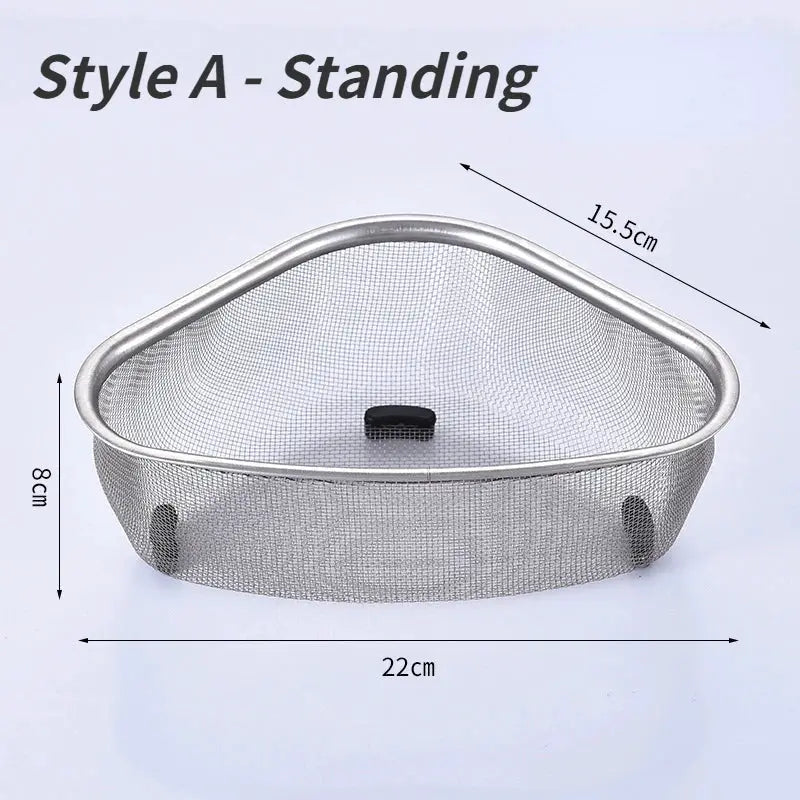 Stainless Steel Triangle Sink Drain Basket Kitchen Organizer For Food Washing Vegetables Eggs Storage