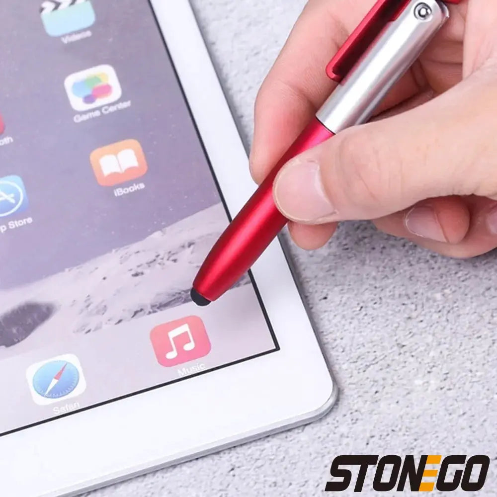 STONEGO 4-in-1 foldable ballpoint pen stylus with flashlight for tablet and cellphone