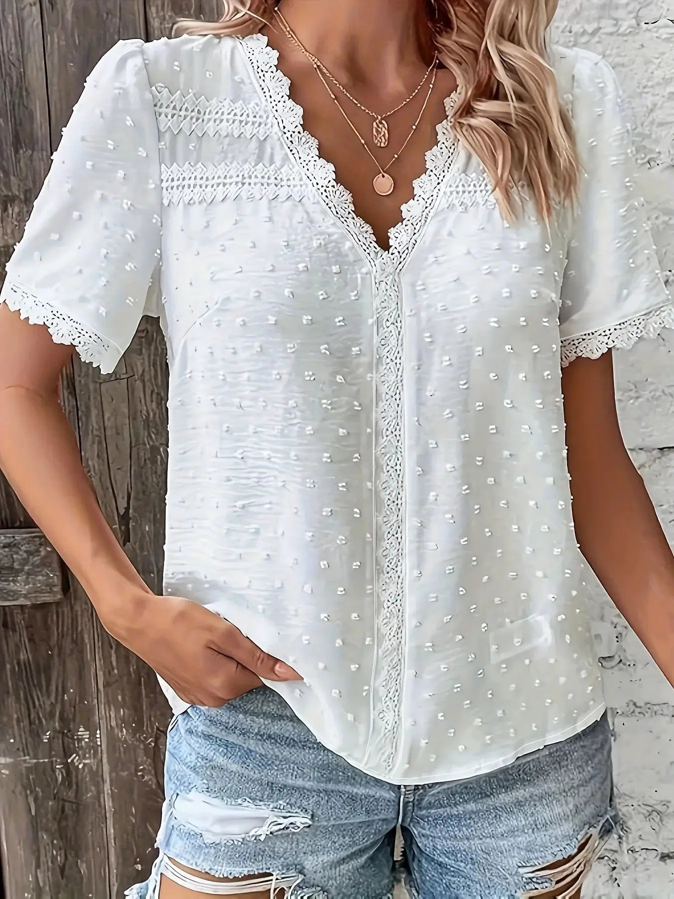 LuxeWear Women Plus Size Loose Fit Shirt Breathable Polyester Tatting Weave For All Day Comfort