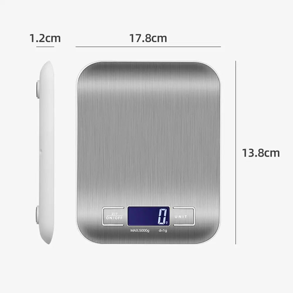PrimeChef Portable Kitchen Scale 5kg 1g High Precision Digital Scale With Stainless Steel Surface And LCD Backlit