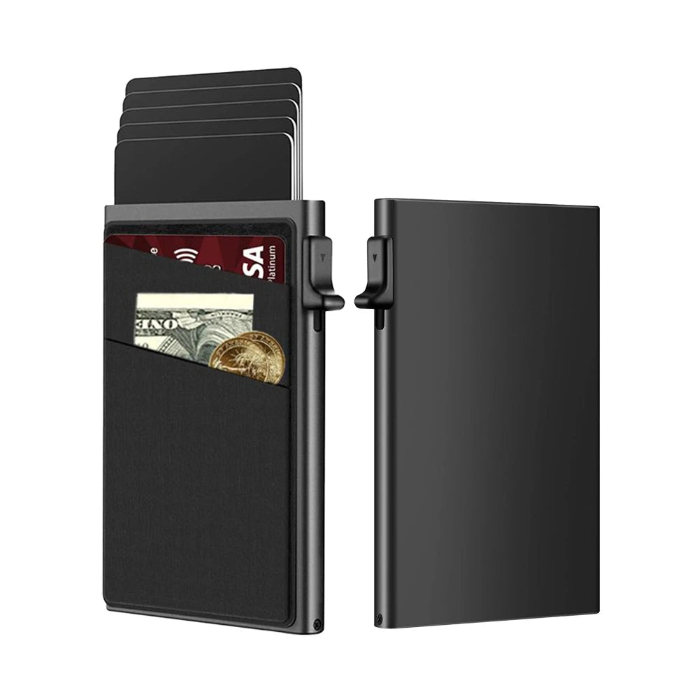 Simples Market anti-theft card protector minimalist aluminum RFID wallet with 6-card capacity