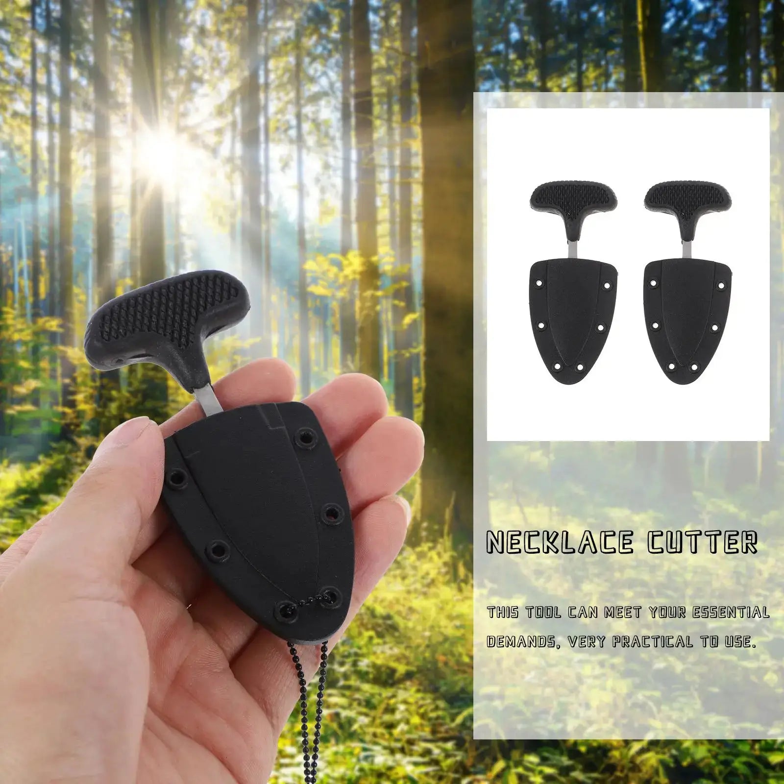 Simples Market necklace cutters, black plastic portable camping knives, 2-pack