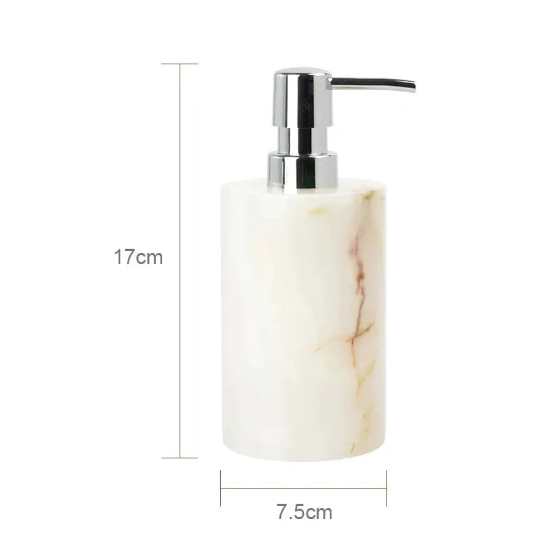 Simples Market white onyx marble soap dispenser with chrome pump, bathroom accessory