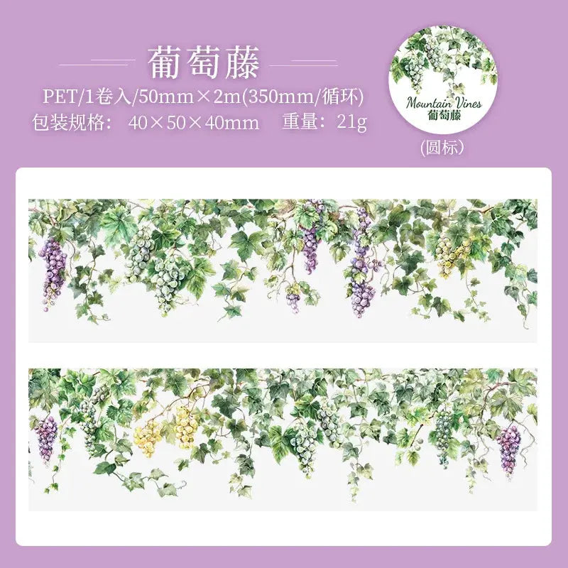 INS Fresh Vine Theme PET Tape Roll For Scrapbooking Diary Adhesive Stickers And Collage Material