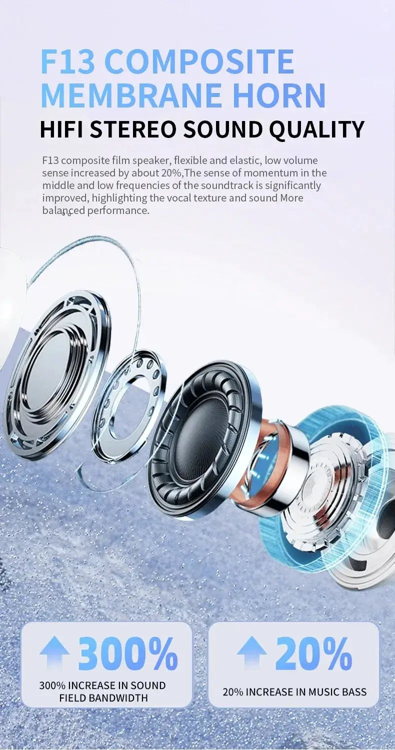 2025 Air Pro wireless earphones exploded view by Simples Market showing internal drivers and composite membrane components