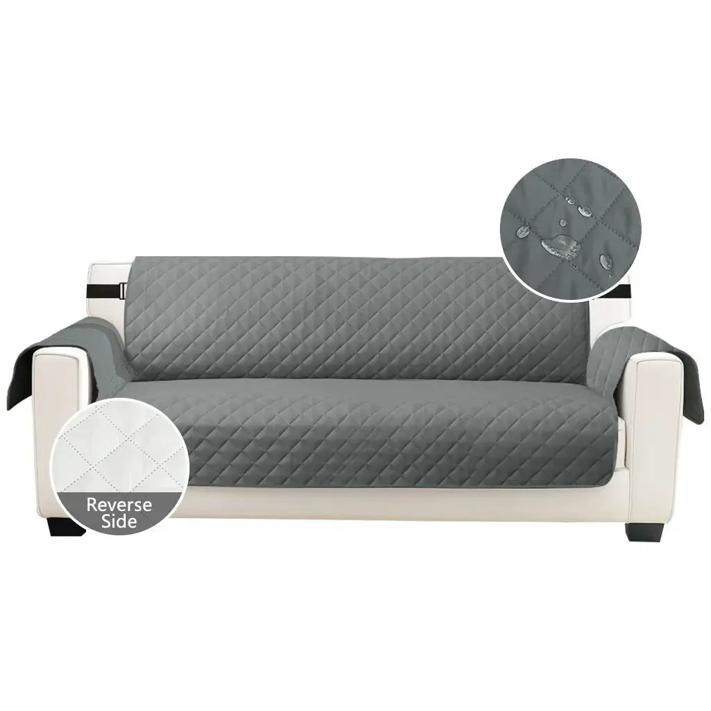 Sofa cover Simples Market, gray quilted washable waterproof slipcover for 1/2/3/4 seater with elastic strap