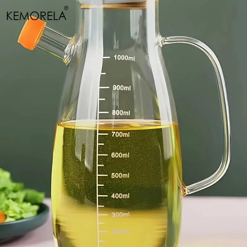 KEMORELA Glass Olive Oil Bottle 1 Pack Leak Proof Container For Kitchen And Outdoor Use