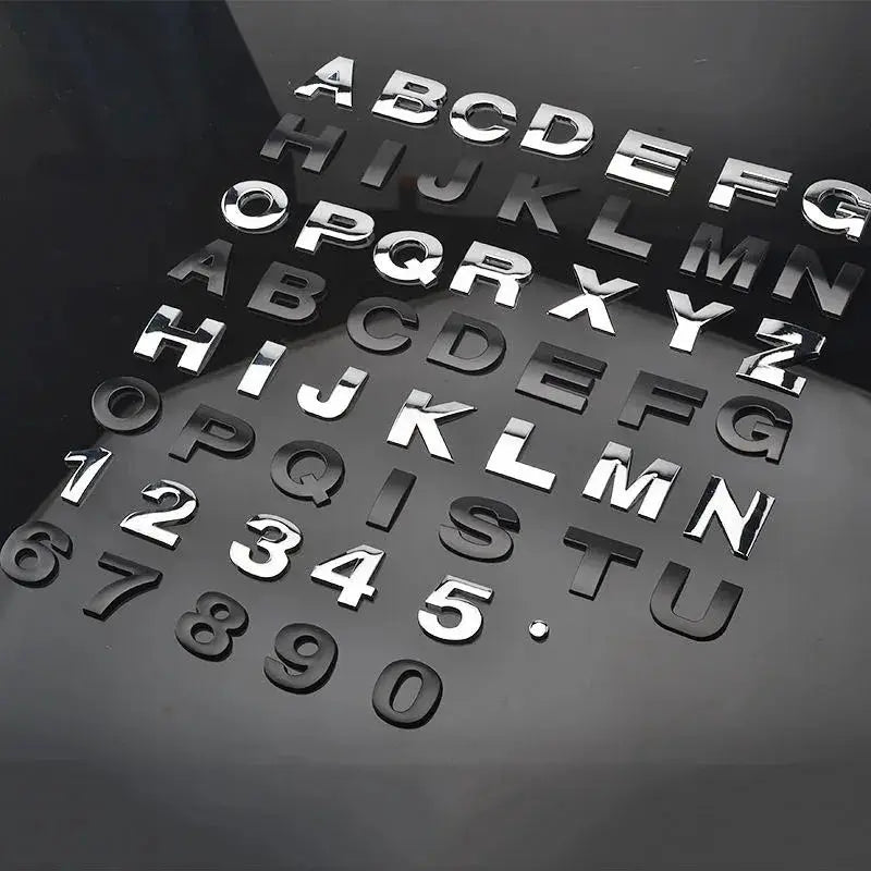 3D Metal Car Emblem Letters And Numbers Kit DIY Styling Alphabet Decals For Rear Trunk Logo Digital Badge Accessories