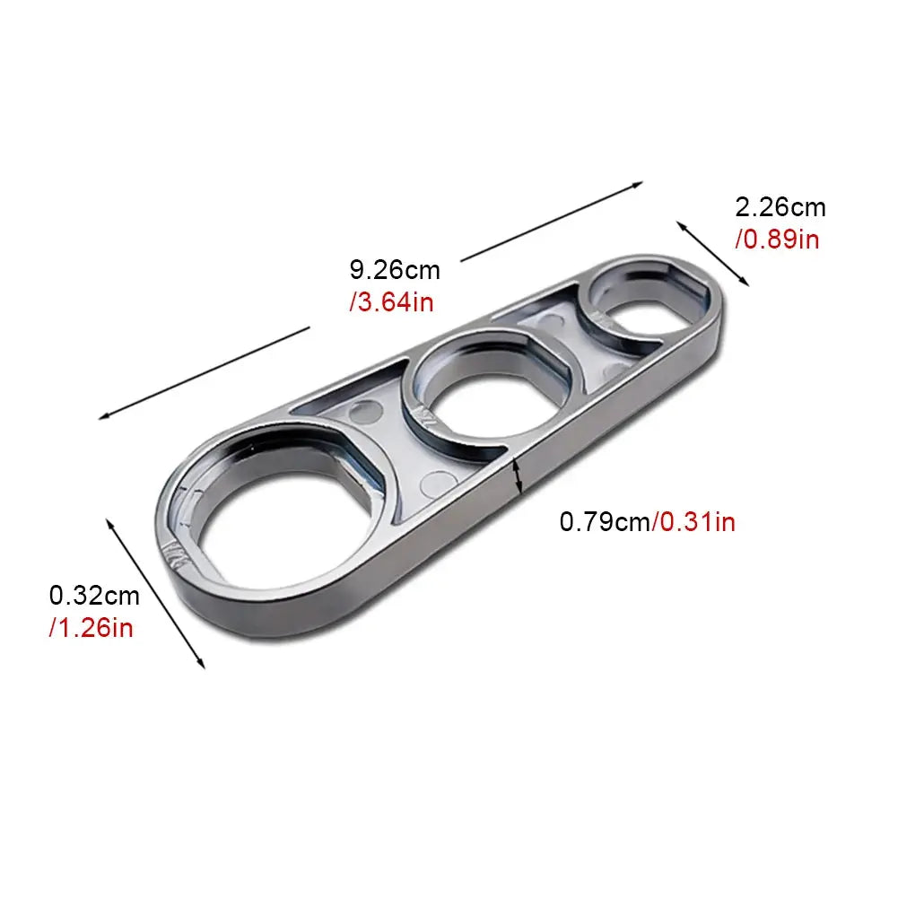 6-in-1 faucet wrench tool, chrome-plated hand tool with three circular adapters for aerator removal and faucet repair