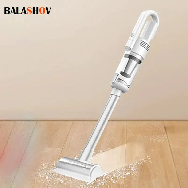 Handheld cordless vacuum cleaner, silver finish with Balashov logo on the body