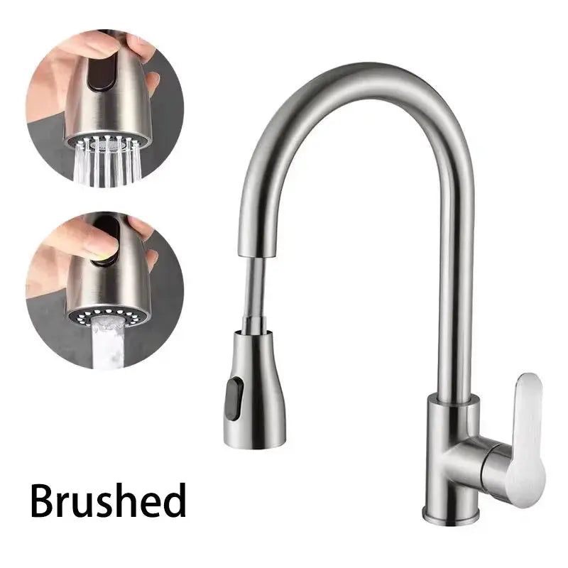Simples Market kitchen faucet pull-out brushed nickel stainless steel with lever handle