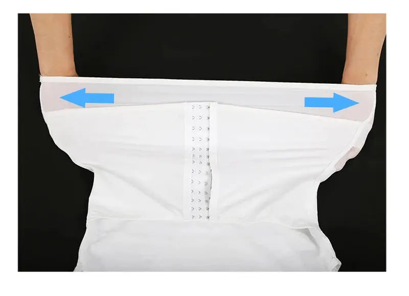 CXZD waist trainer girdle, white mesh body shaper with front hook closure for men, Simples Market.