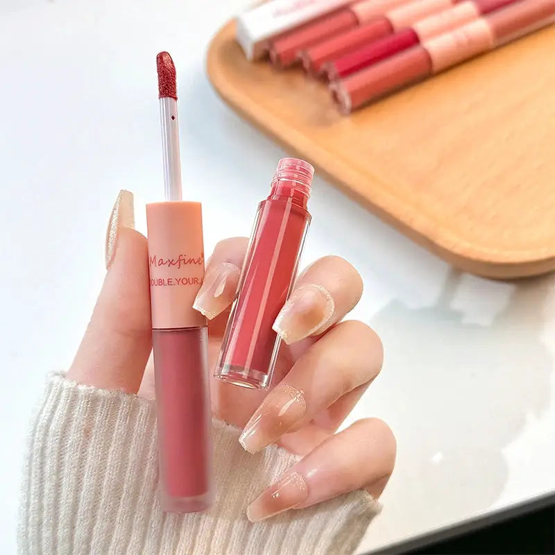 LuxeLips Double End Lip Glaze With Gloss And Matte Velvet Finish For Long Lasting Color And Hydration