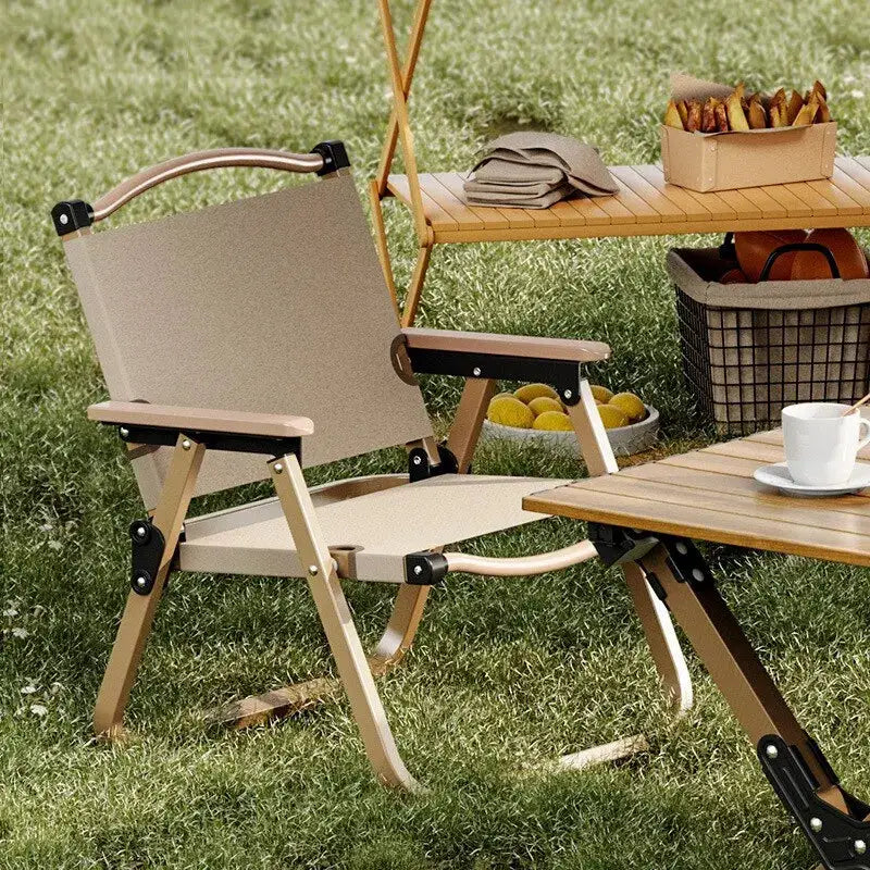Portable Camping Folding Chair Aluminum Alloy Wood Grain Outdoor Comite Chair 1 Pack Or 2 Pack