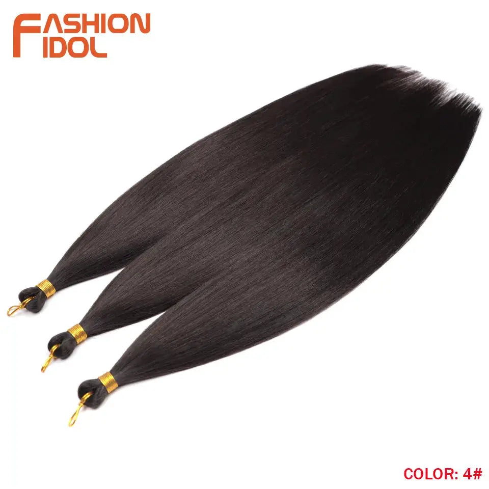 Fashion Idol 3-pack Ariel straight pony hair bundles, 28in, black synthetic crochet braids with gold bands