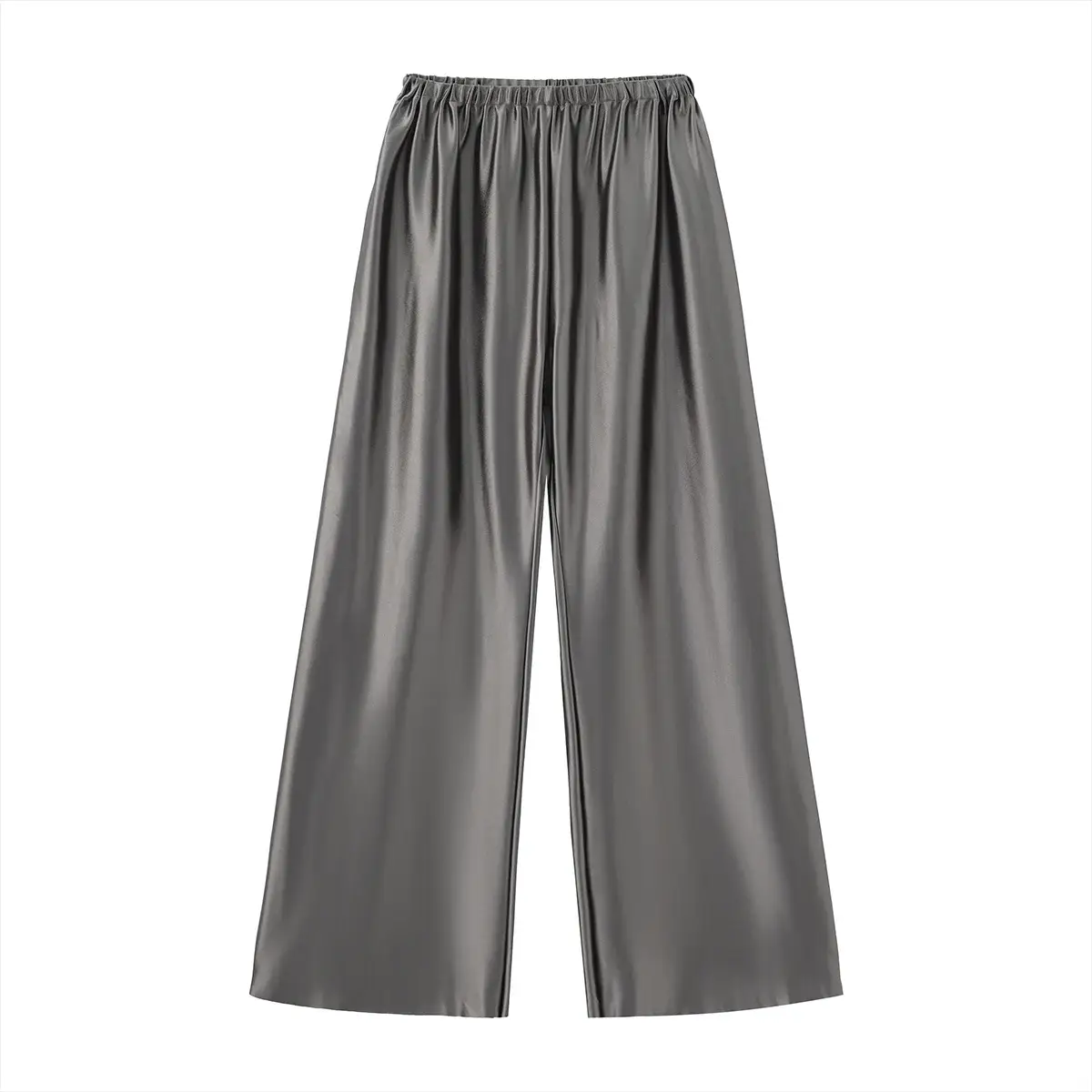 VelvetBloom Satin Wide Leg Pants With High Waist Elastic Closure For All Day Comfort And Elegant Summer Style