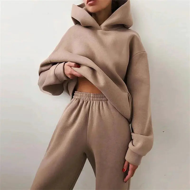 CozyLane Women's Two Piece Tracksuit Set With Oversized Hoodie And Ankle Pants For Autumn Casual Warmth