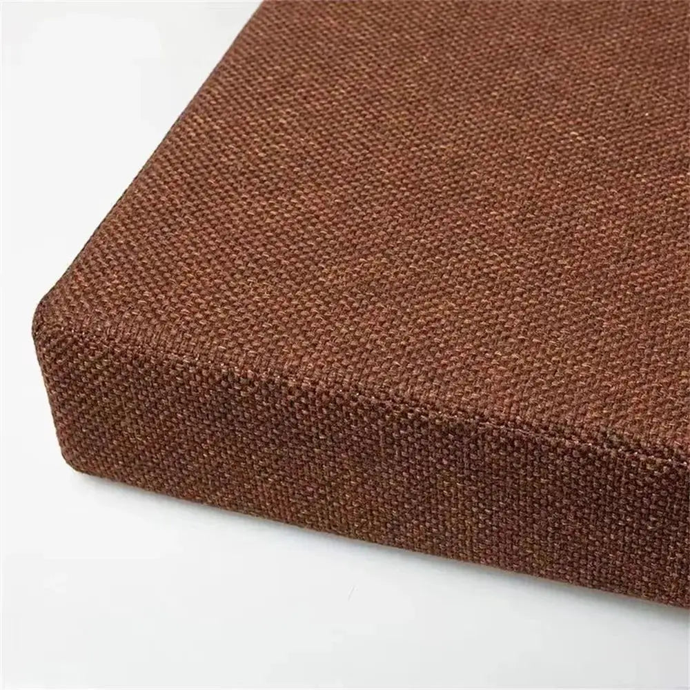 Square brown woven seat cushion for dining chairs and benches with machine-washable cover