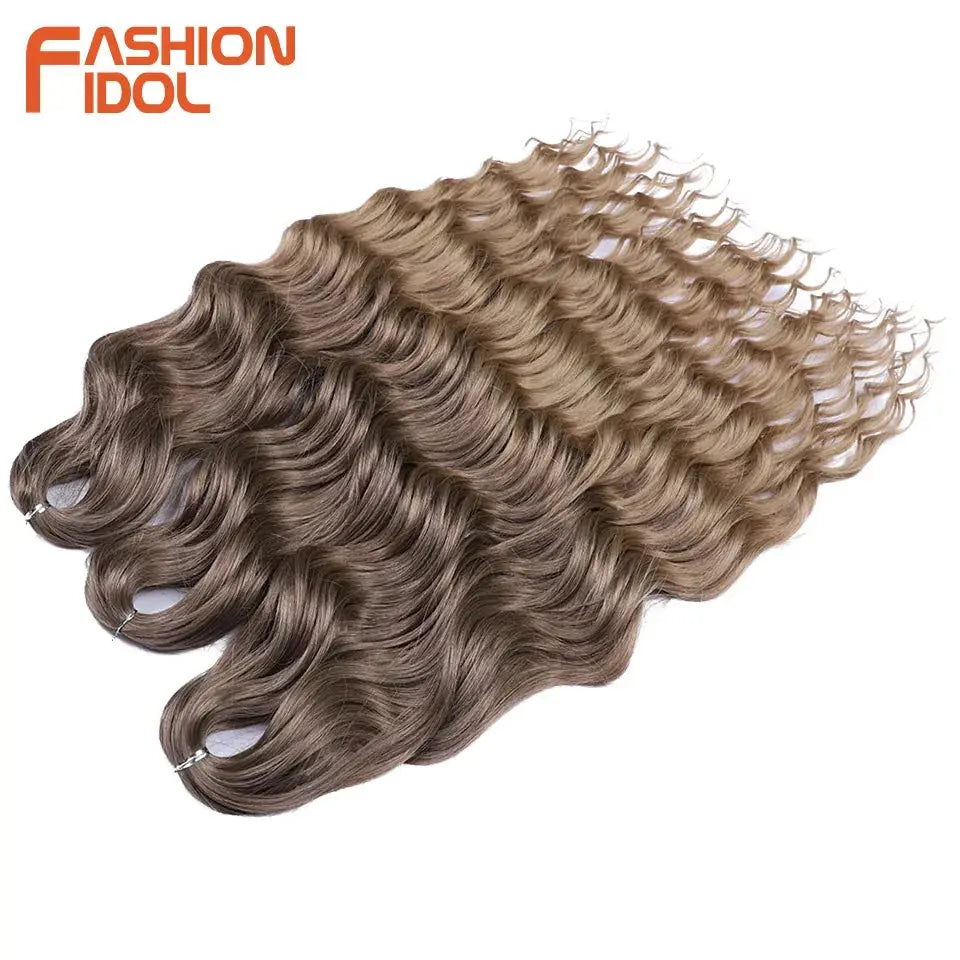 Anna Hair synthetic loose water-wave braiding extensions set, 24 inch, ombre blonde, Fashion Idol