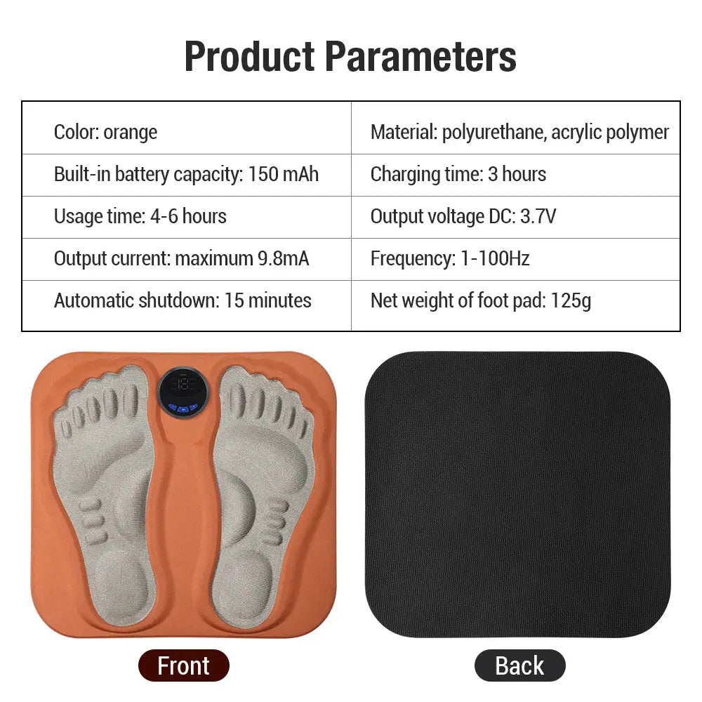 Simples Market 3D Smart Foot Massage Pad 2-piece set: orange massager with digital display and black mat, rechargeable