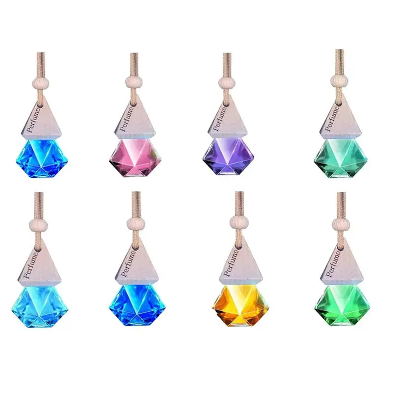 Auto Aromatherapy Fragrance Pendant Bottle Diffuser Car Hanging Glass Crystal Ornament For Home And Vehicle