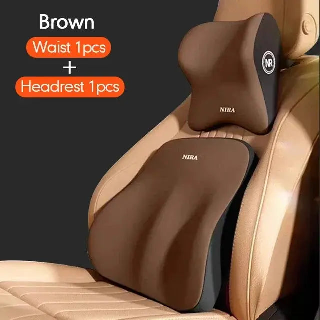 DriveEase Memory Foam Car Cushion Set Ergonomic Headrest And Lumbar Support For Enhanced Driving Comfort