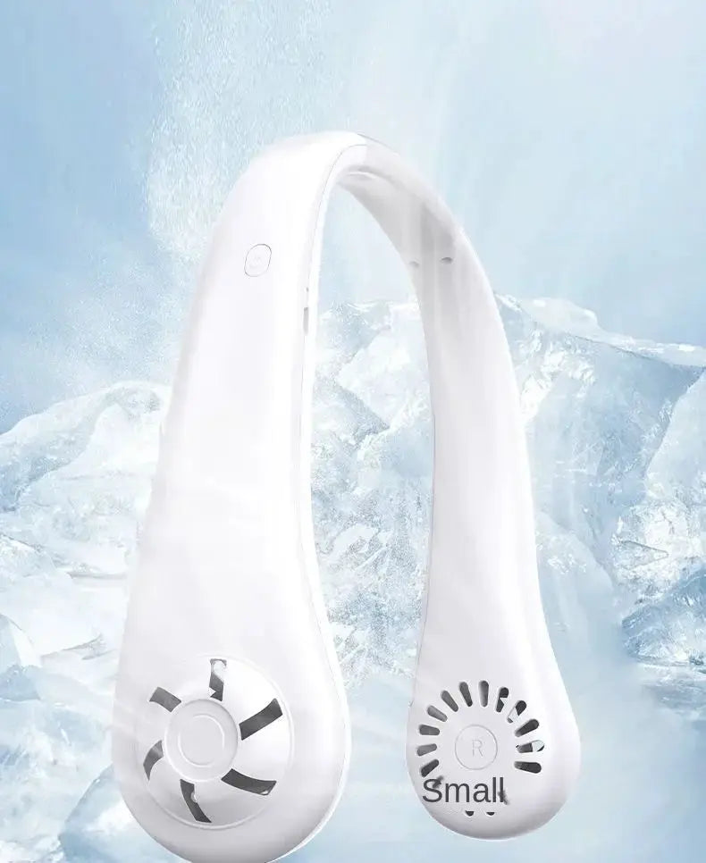 Hands-Free neck fan by Simples Market, white bladeless wearable USB cooling fan with 3 speeds