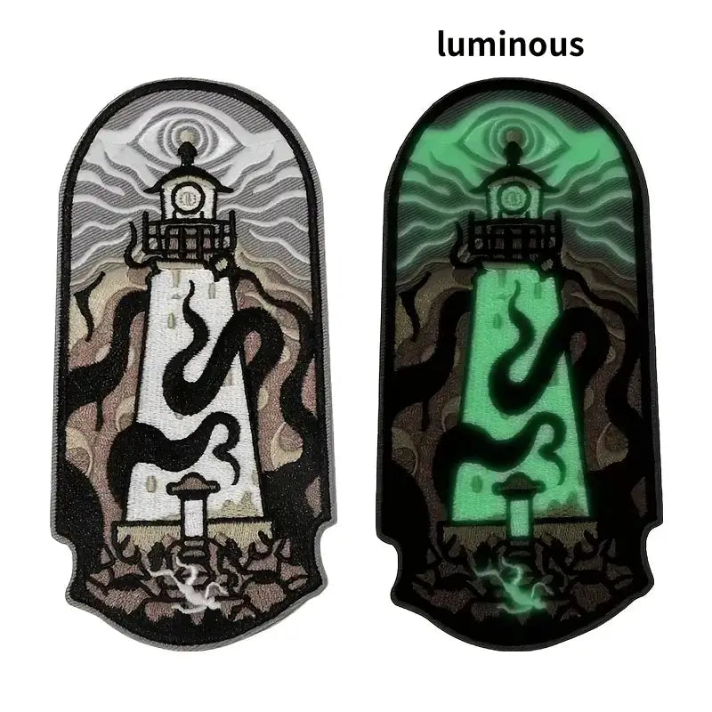 Luminous Lighthouse Embroidered Patch Iron On Nautical Badge for Clothes Bags Hats Jackets Caps