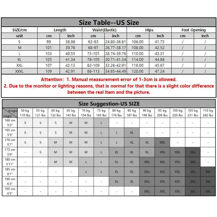 Men's cotton linen pants size chart by Simples Market; waist, hips and length measurements for various sizes.