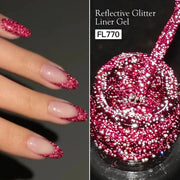 Four Lily Reflective Glitter Liner Nail Gel Polish 5ml Gold Silver Red Shine For UV LED Lamps