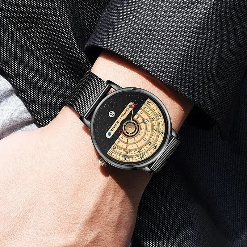 Mens Business Quartz Watch With Date Calendar Stainless Steel Strap Professional Style