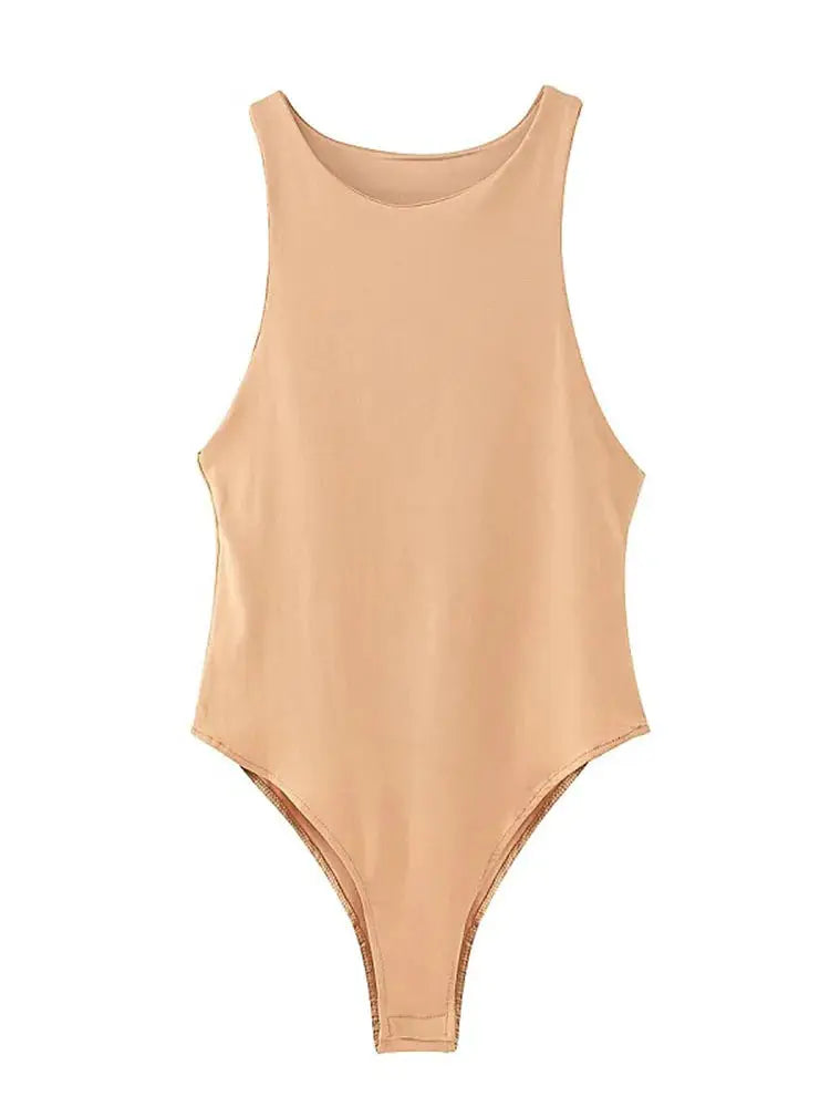 LunaVibe Summer Solid Bodycon Bodysuit For Women High Stretch Slim Fit In Four Colors