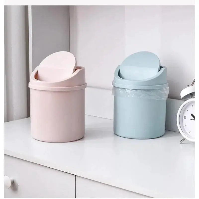 Mini desktop trash can with lid, pastel pink and blue pair, Simples Market