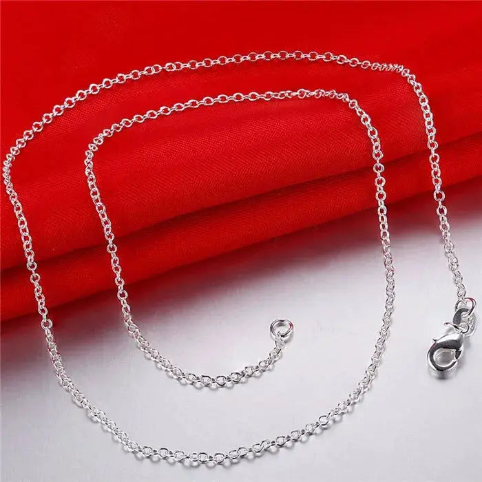 Wholesale 5pcs Lot 925 Sterling Silver Rolo Chain Necklace 1mm DIY Jewelry For Men Women 16 18 20 22 24 Inch
